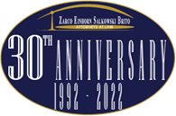 30th Anniversary (1992-2022) of Zarco Einhorn Salkowski & Brito attorney at law badge