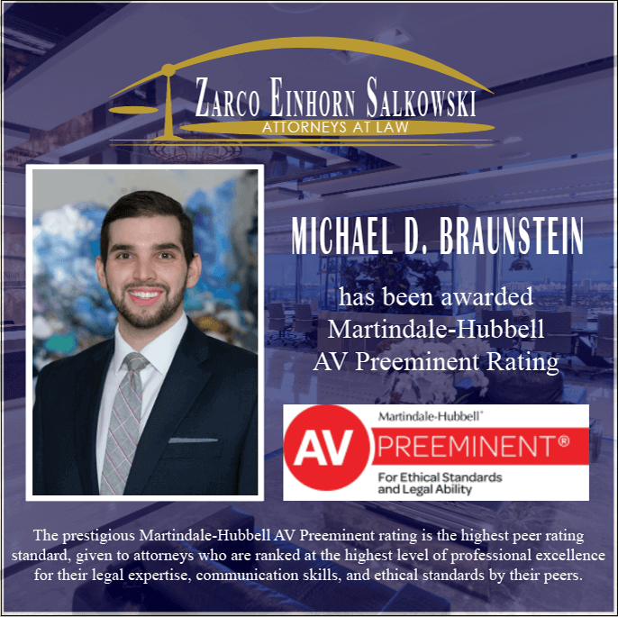 Michael D. Braunstein is Awarded AV Pre-Eminent Rating by Martindale-Hubbell