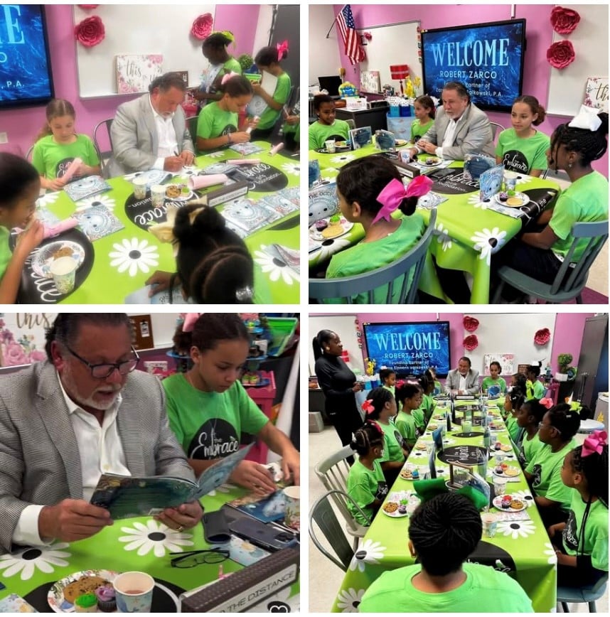 Robert Zarco spent a highly rewarding afternoon giving back to The Embrace Girls Foundation, Inc. during National Mentoring Month. They reunited to read and discuss Paco the Octopus…a Tale of Perseverance.