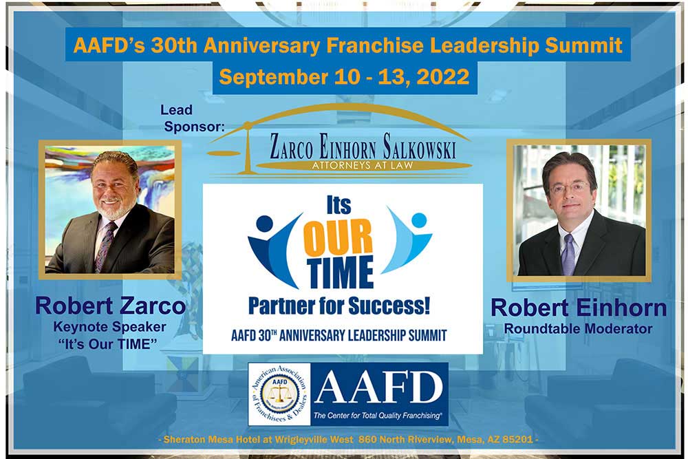 AAFD's 30th Anniversary Franchise Leadership Summit September 10 - 13, 2022