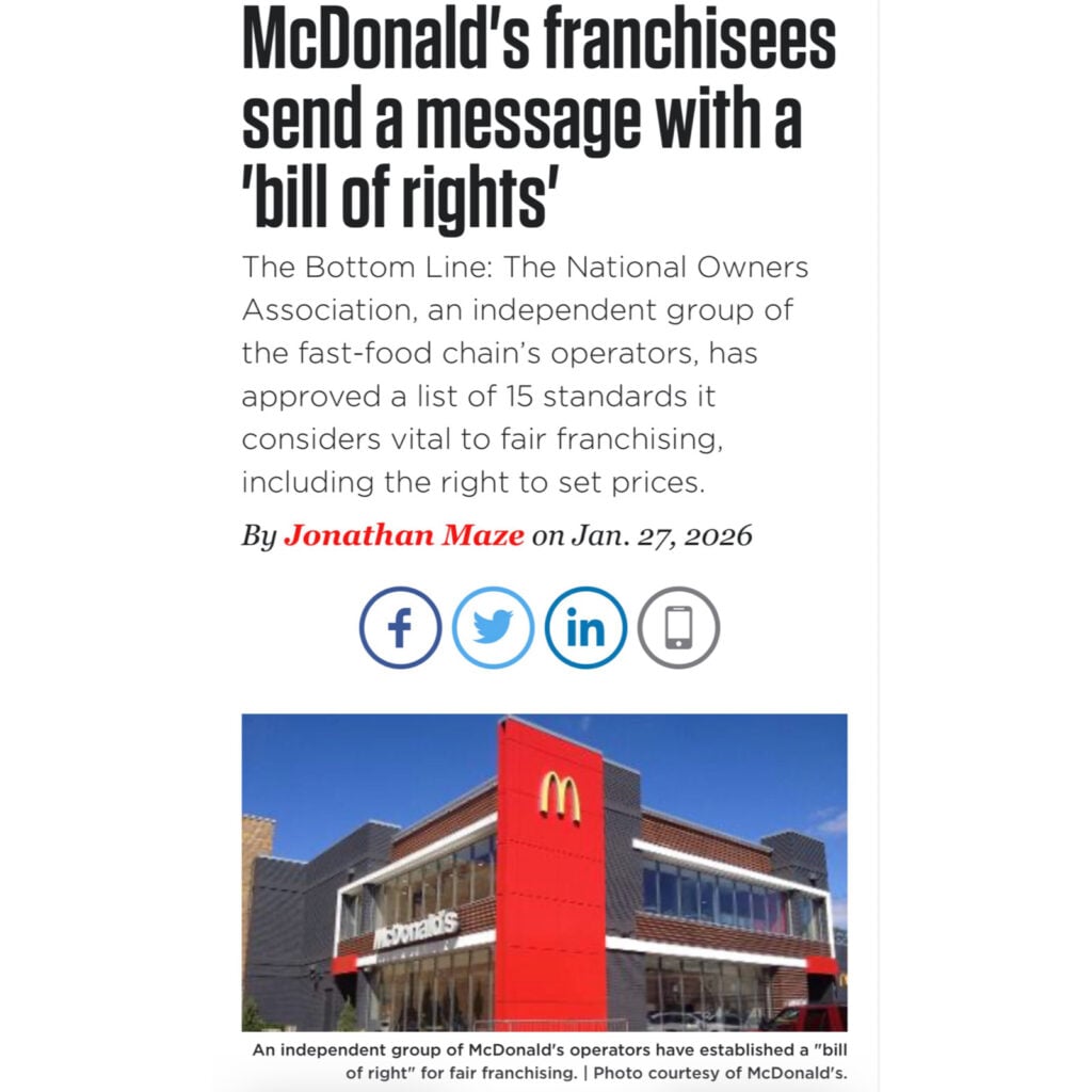 McDonald’s franchisee send a message with a “Bill of Rights”