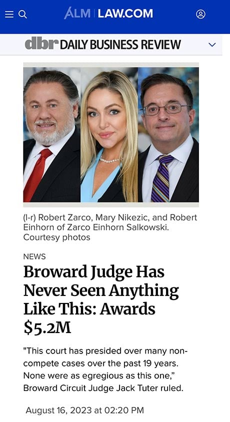 Daily Business Review - Broward Judge Has Never Seen Anything Like This: Awards .2M