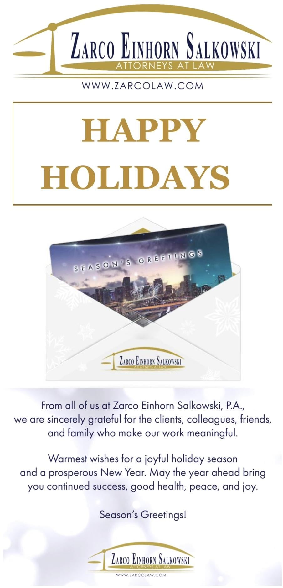 Zarco Einhorn Salkowski P.A. | Happy Holidays