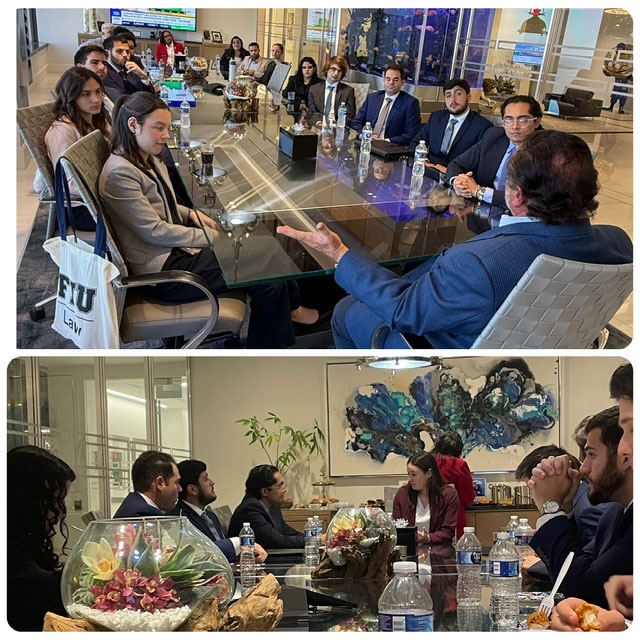 Robert Zarco in discussion with students for Career Perspectives in their office